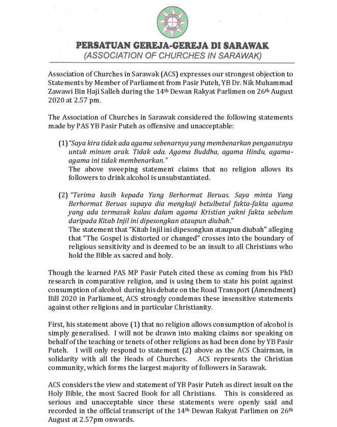 ACS considers statement by MP Pasir Puteh an insult to Christians ...