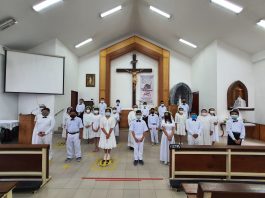 23 pelajar Sekolah Minggu Online Chapel Bonda Maria terima Komuni Kudus Pertama